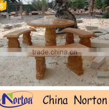 Red marble outdoor stone tables and benches for garden NTS-B278A