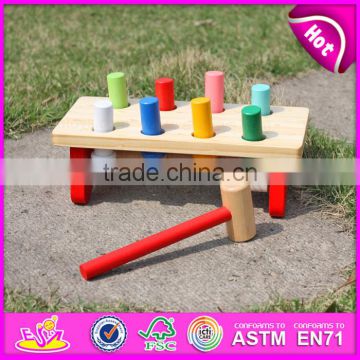 Eco-friendly handmade kids early learning wooden hammer toy W11G017-S