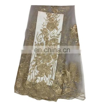African styles net lace top quality trending French lace fabric with sequins women dress B16032710