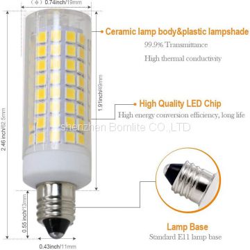 E11 LED Bulb,Dimmable 8W JD E11 Mini Candelabra Base AC110-130V for Chandeliers Ceiling Fan Light