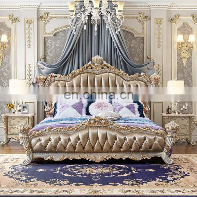 Soild Wood antique Luxury leather Royal King Size Bed camas