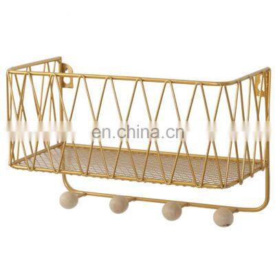 Best selling bathroom metal wire shelving rack  living room wire storage racks with bamboo ball bathroom accessories rack