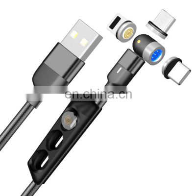 Wholesale Magnetic charge cable 540 degree Free Rotating L-shape portable 3 In 1 phone charge usb cable