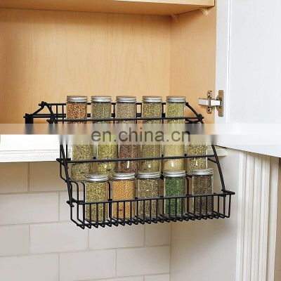 Metal 3-Tier Pull Down Spice Rack - Easy Reach Retractable Large Capacity Kitchen Storage Shelf Organizer for Cabinet