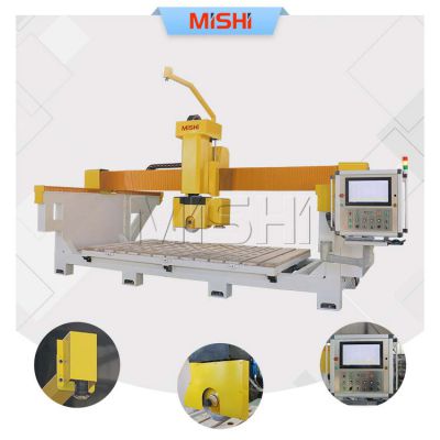 MISHI cnc stone router bridge saw 4th axis 5 axis quarry stone polishing marble cutting machine price