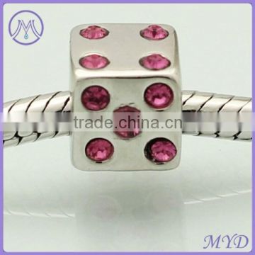 925 sterling silver cube dice beads with CZ paved for European charms bracelet