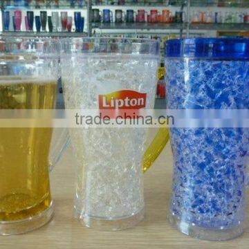14 oz 400ML Plastic double wall ice gel frosty beer mug freezer food grade FDA standard