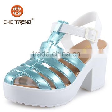 2015 ladies sandal shoes ladies fashion shoes high heel shoes safety shoes PVC gliter upper sandals