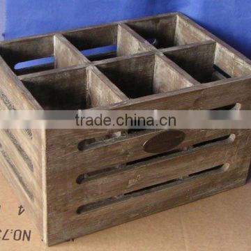 Shabby and chic wooden wine basket