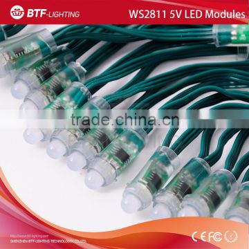 Green Wire 12mm WS2811 pixel led module, 5V IP68 waterproof
