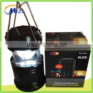 Portable solar camping light with handle