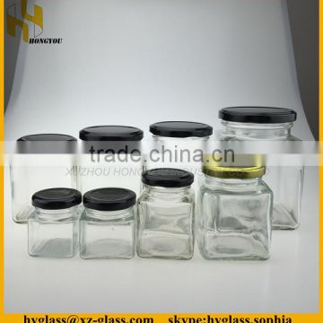 All size high quality square glass honey jar with lid wholesale