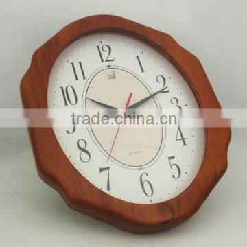 oval shape wood carving designer analog clock (W48LR)