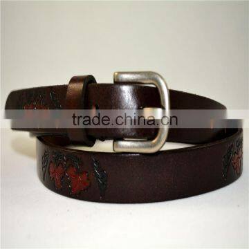 High quality 1.8cm width cowhide fashion leather pertern genuine leather belt