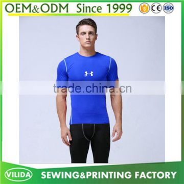 Cheap price mens 100% polyester slim fit gym fittness t shirt dry fit sport tee shirt