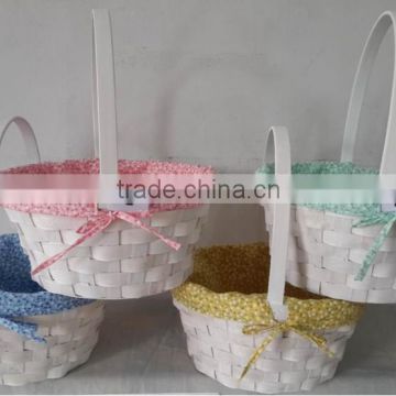 Easter/Spring Wooden Basket with Colorful Cloth