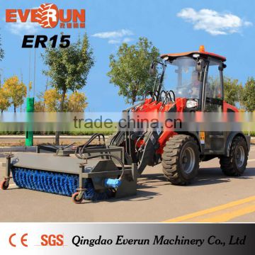 Everun Brand 1.5 Ton Small Wheel Loader with Sweeper with Box