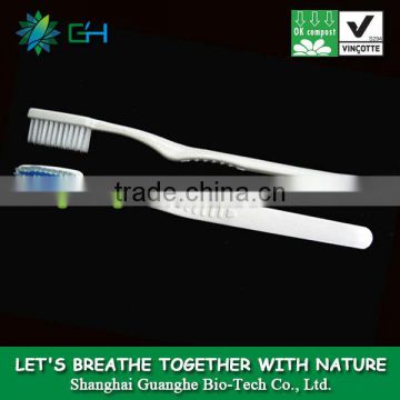 Biodisposable material fully biodegradable pla toothbrush ---eco-friendly material PLA plastic toothbrush