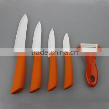 5 pieces colored ceramic kitchen knife set with peeler