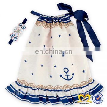 Baby Girl Star and Anchor Pillowcase Dress Cotton Frock Designs Baby Girl Dress Children Boutique Clothing Wholesale