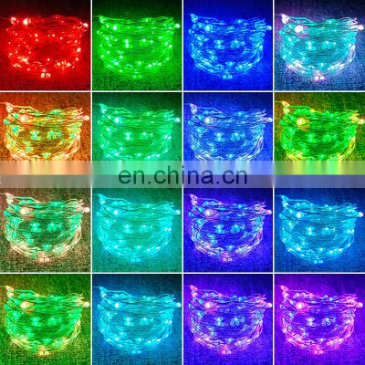 Drop Shipping Holiday Lighting BT APP Remote Control Christmas Decoration RGB Fairy LED Decor String Light