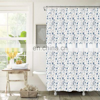 Modern shower curtain ocean high quality waterproof shower curtain set for bathroom