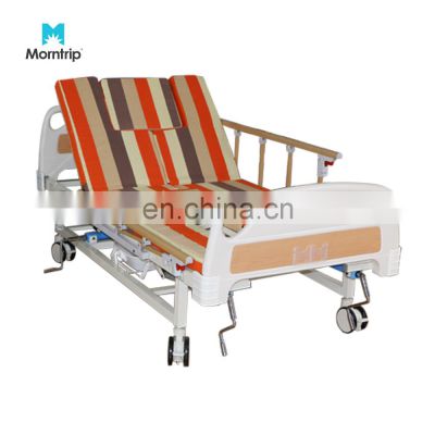 5 Function Manual 3 Crank Adjustable Elderly Home Nursing Medical Hospital Cardiac Bed with Toilet Wheel Chair