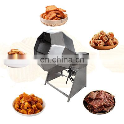 Commercial Automatic Continuous Potato Chips Puff Snack Fried Nut Peanut Powder Food Drum Flavoring Machine