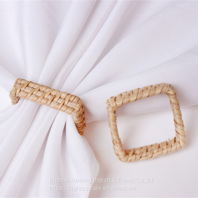 Best Selling Square Rattan Shaped Napkin Ring Holder For Table Decoration