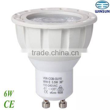 diameter 49.8mm COB GU10 LED spot 6W