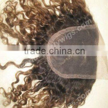 fashionable human hair two tone color lace/top closures piece