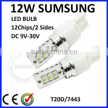 Hot selling e27 sum-sung chips High power 12v 24v brake light t20 w21/5w 7443 lamp led bulb