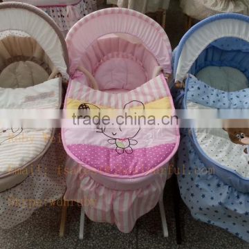 Baby carrier baby moses basket maize basket set wicker basket set cotton fabric embroidery available rocking cradle set