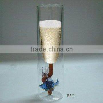 Gift items - Double Wall Wine Glass - Coral Fish