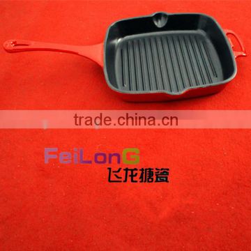 color enamel square grill pan
