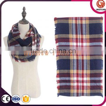 wholesale fashion hot-selling winter circle scarves tartan warm loop scarf checked scarf with 6 colors