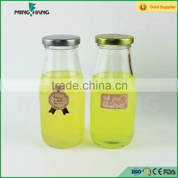 300ml square empty milk glass bottle with straw and screw cap