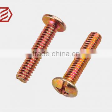 Pan head cross cut color zinc plated screw for garden tools for switch