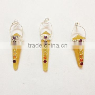 Yellow Aventurine Double Point Chakra Pendant | Agate Jewelry Wholesale