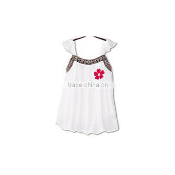 girls t-shirt kids cotton tank top angel sleeves white soft tees little girls wholesale
