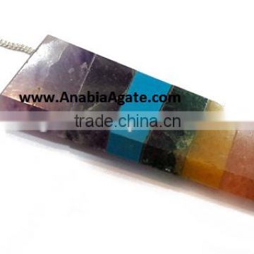 Bonded Chakra Flat Stick Pendant : Wholesale Gemstone Chakra Pendants From India