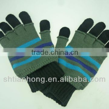 winter custom fashion navy blue knitted gloves
