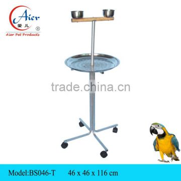 Parrot Bird Perch Play Stand Stainless Steel Tray