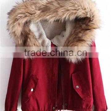 Hot women New 2015 Winter Big Fur Collar Short Jacket Winter Jacket Women Handsome Warm Coat