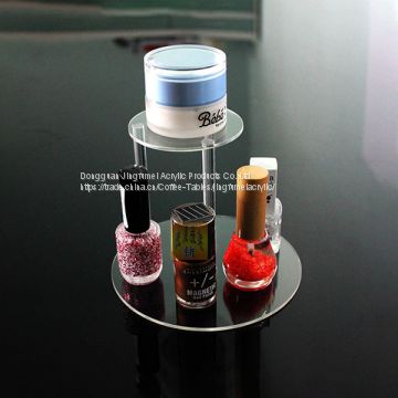 Popular Two Layer Makeup Product Display Rotating Nail Polish Stand Clear Cosmetic Holder