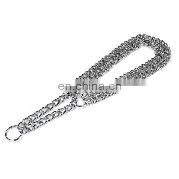 Adjustable chrome three-row chain pet collar dog collar