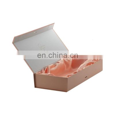 Custom rose gold satin lined luxury rigid bundle hair extension packaging wig box