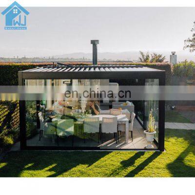 Powder Coated Metal Garden Pergola Roof Gazebo with Roller Side Screen gazebo aluminum pergola