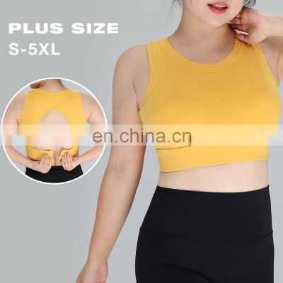 S-5XL Plus Size Gym High Support Yoga Tops Custom Logo Open Backless Crop Sports Bras
