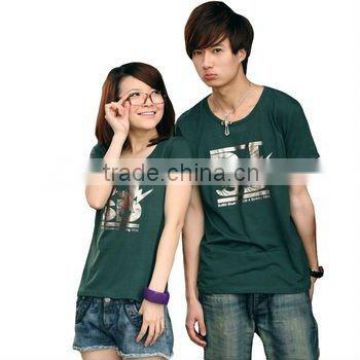 Cotton /Spandex T-shirt for lovers,organic cotton couples' T-shirt wholesale